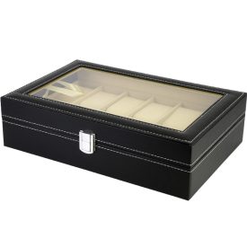 Óratartó doboz 8 rekeszes + 2 ékszer rekesz