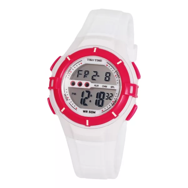 Tiko Time digitale Damenuhr 7455-9 – weiß und cyclamenfarben