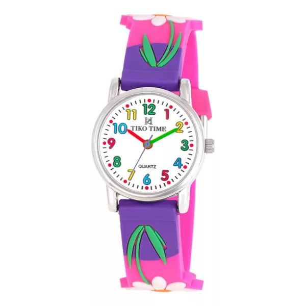 Tiko Time Kinderuhr mit Blumen-Motiv 7472-2