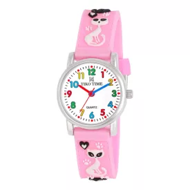 Tiko Time Kinderuhr mit Katzen-Motiv 7472-9
