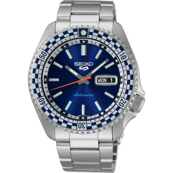 Seiko 5 Sports Checker Flag Petrol Blue Special Edition Herrenuhr SRPK65K1
